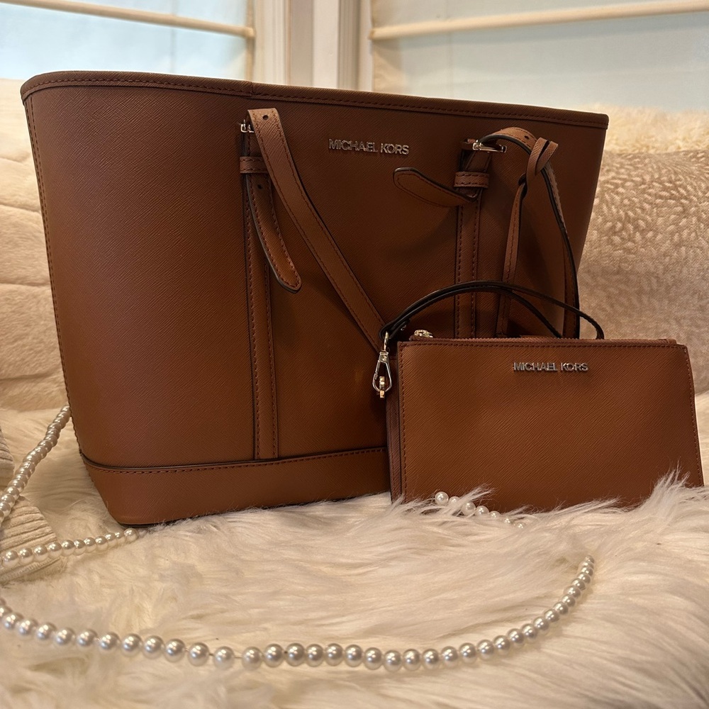 Michael Kors Brown Leather Tote Bag